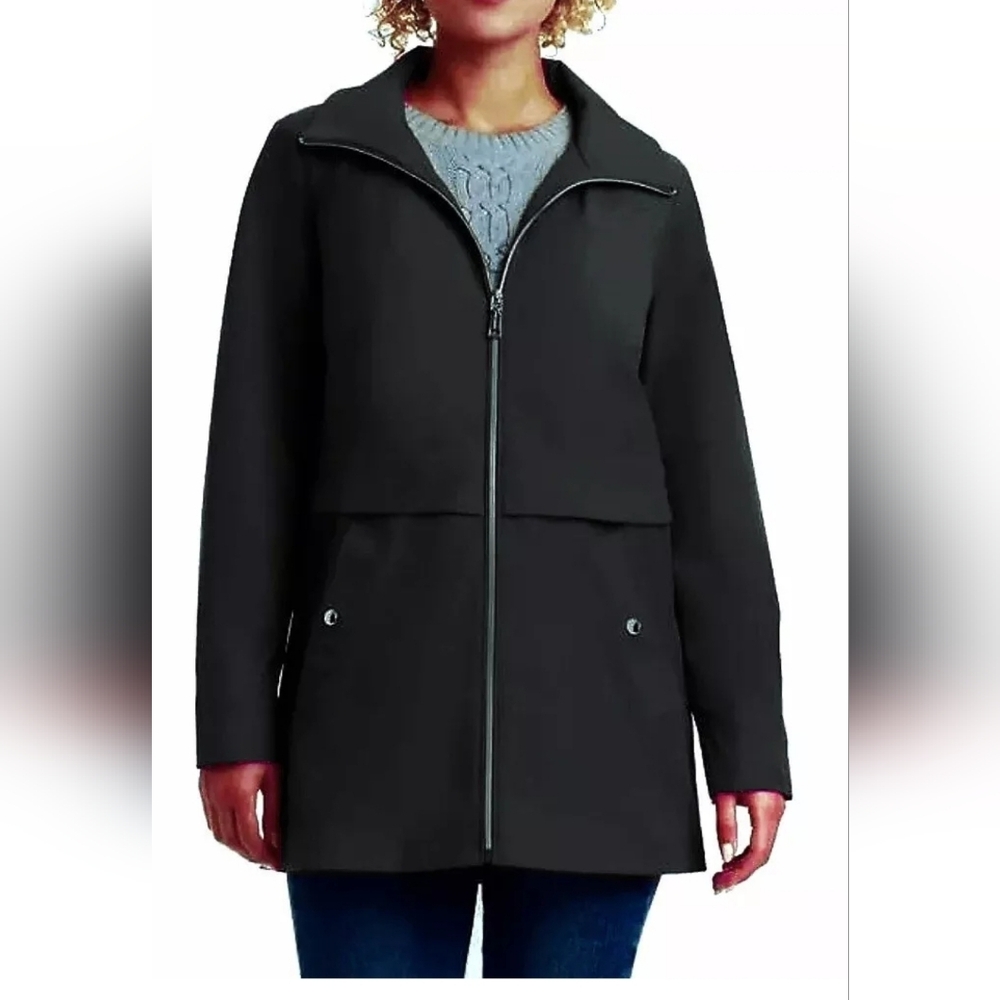 Vincent camuto women's chic hooded rain jacket wind resistant